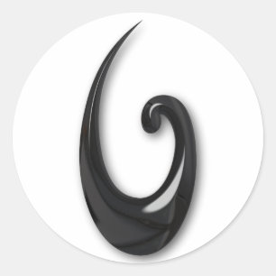 Maori-Fish Hook-obsidian Classic Round Sticker
