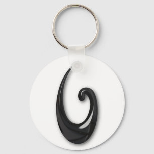 Maori-Fish Hook-obsidian Key Ring
