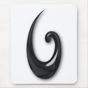 Maori-Fish Hook-obsidian Mouse Pad