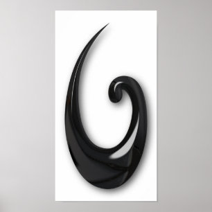 Maori-Fish Hook-obsidian Poster