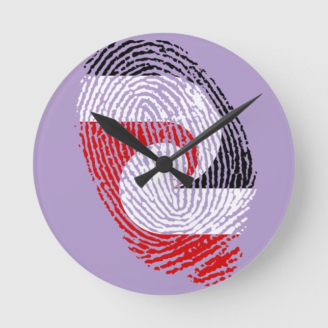 Maori flag fingerprints round clock (Front)