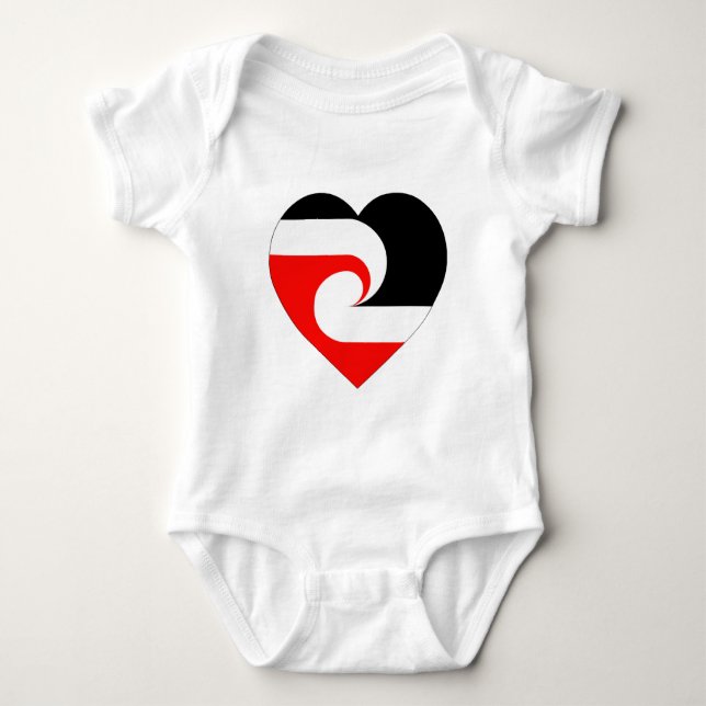 Maori Flag Heart Baby Bodysuit (Front)