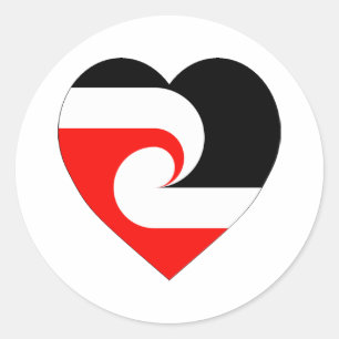 Maori Flag Heart Classic Round Sticker