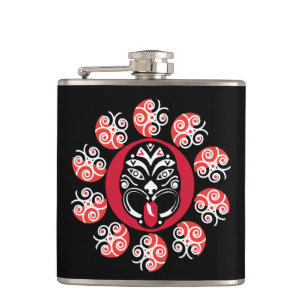 Maori Haka New Zealand Native Art Decor Tabl Hip Flask