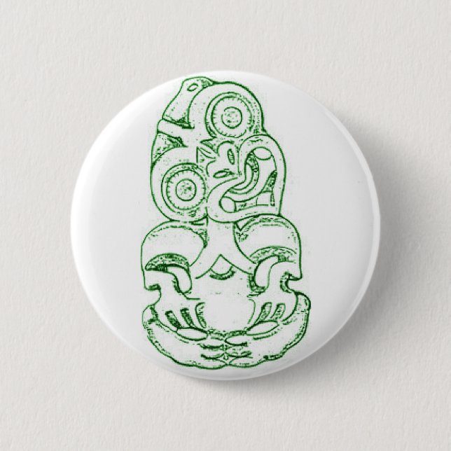 Maori Hei-Tiki Sketch Button (Front)