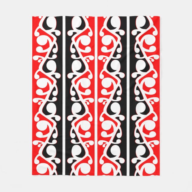 Maori Kowhaiwhai Traditional Pattern Fleece Blanket (Front)