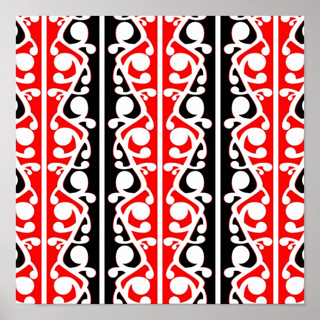 Maori Kowhaiwhai Traditional Pattern Poster (Front)