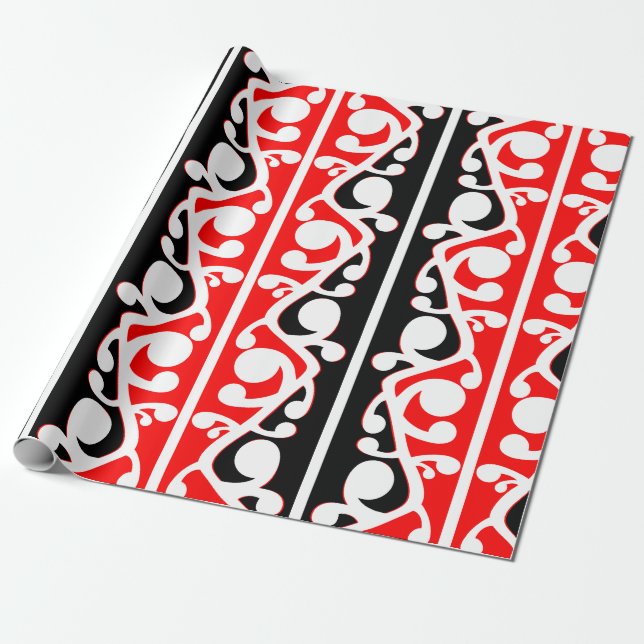 Maori Kowhaiwhai Traditional Pattern Wrapping Paper (Unrolled)