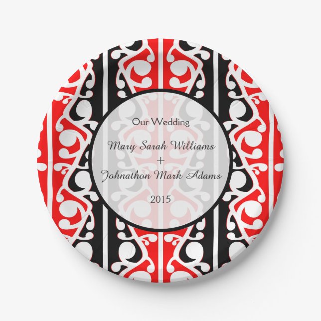Maori Kowhaiwhai Wedding Keepsake Paper Plate (Front)