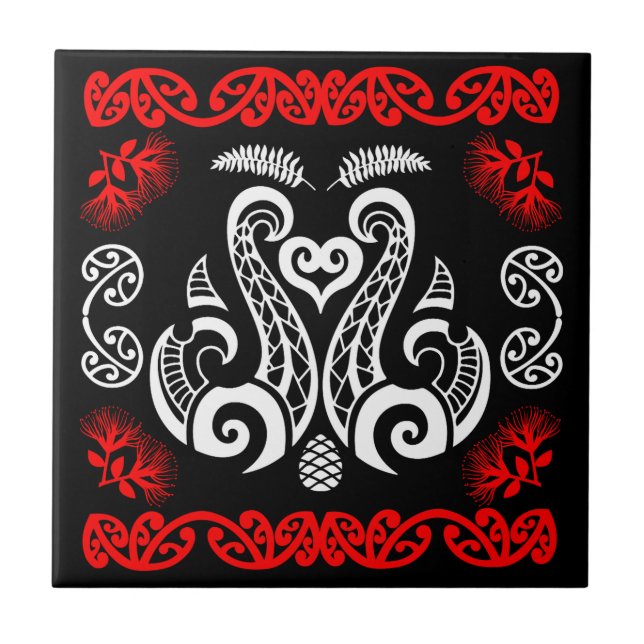 Māori New Zealand Art Ceramic Tile (Front)
