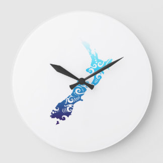 Maori New Zealand Map Tribal Tattoo Gift Idea Large Clock