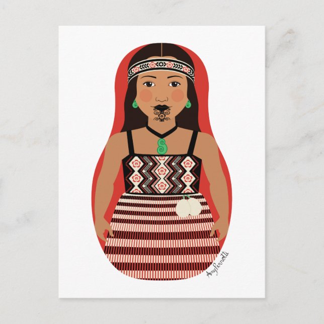 Māori, New Zealander Matryoshka Postcard (Front)