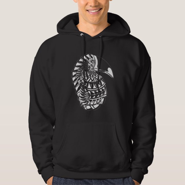 Maori Polynesian Tattoo Toucan Bird Holiday Ornith Hoodie (Front)