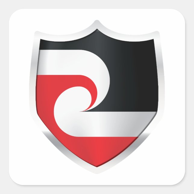 Maori Silver Shield Flag Square Sticker (Front)