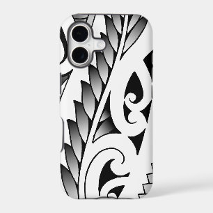 Maori silverfern tattoo pattern with fern leafs