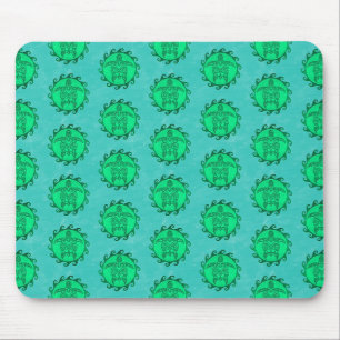 Maori Sun Symbol Green Sea Turtles Mouse Pad