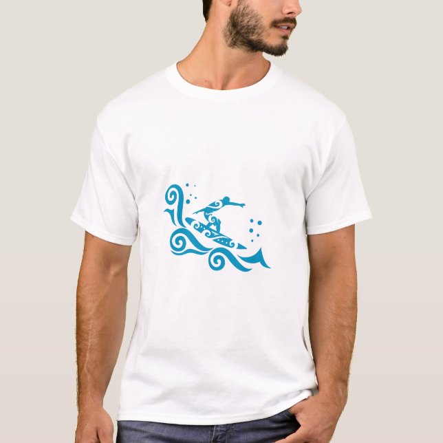 Maori Surfer With Waves Gift Idea T-Shirt (Front)