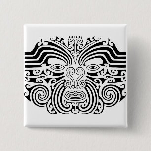 Maori Tattoo - Black and White 15 Cm Square Badge