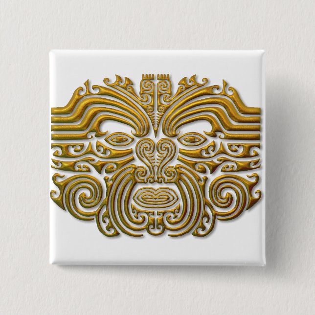 Maori Tattoo - Gold 15 Cm Square Badge (Front)