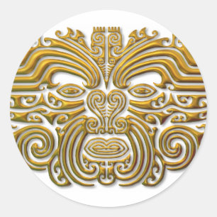 Maori Tattoo - Gold Classic Round Sticker