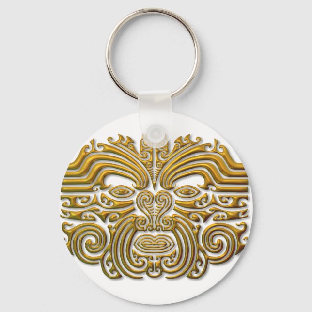 Maori Tattoo - Gold Key Ring (Front)
