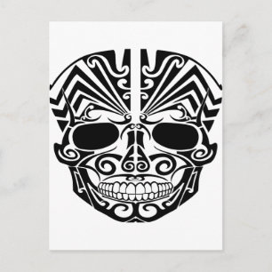 Maori Tattoo Mask Skull Postcard