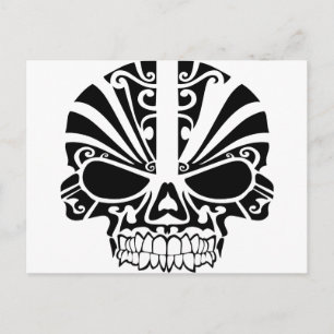Maori Tattoo Mask Skull Postcard