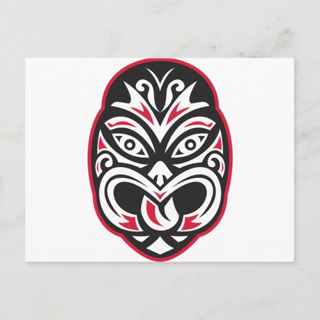 maori tiki moko tattoo mask postcard (Front)