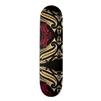 Maori traditional moko design in red& yellow skateboard