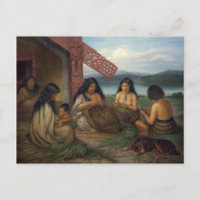 Maoris Plaiting Flax Baskets, by G. Lindauer