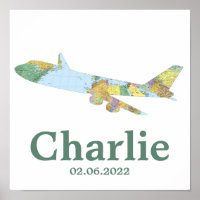 Map Aeroplane Nursery Decor Personalised