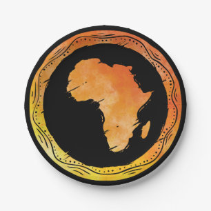 Map Africa Paper Plate