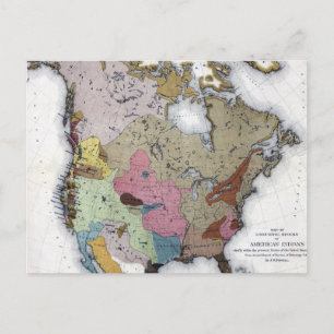 MAP: AMERICAN INDIANS 3 POSTCARD