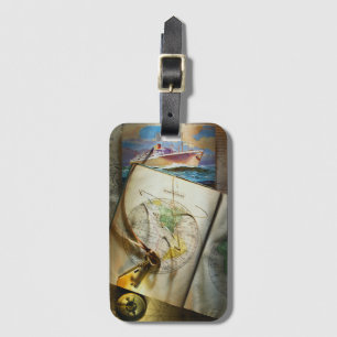 Map And Compass Luggage Tag