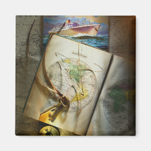 Map And Compass Magnet