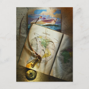 Map And Compass Postcard