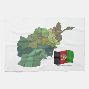 Map and Flag of Afghanistan Tea Towel