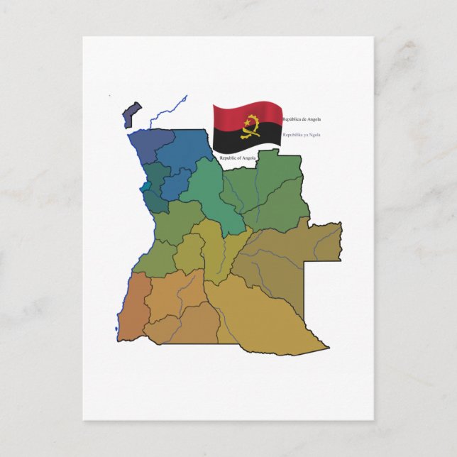 Map and Flag of Angola Postcard (Front)
