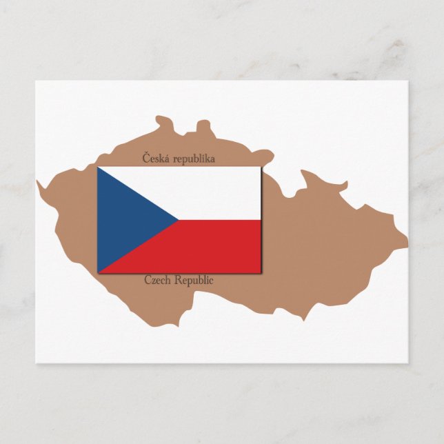 Map and Flag of Czech Republic Postcard (Front)