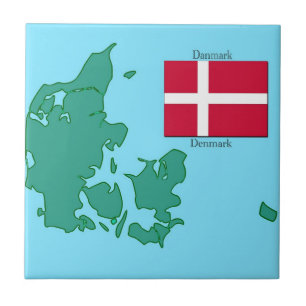Map and Flag of Denmark Ceramic Tile