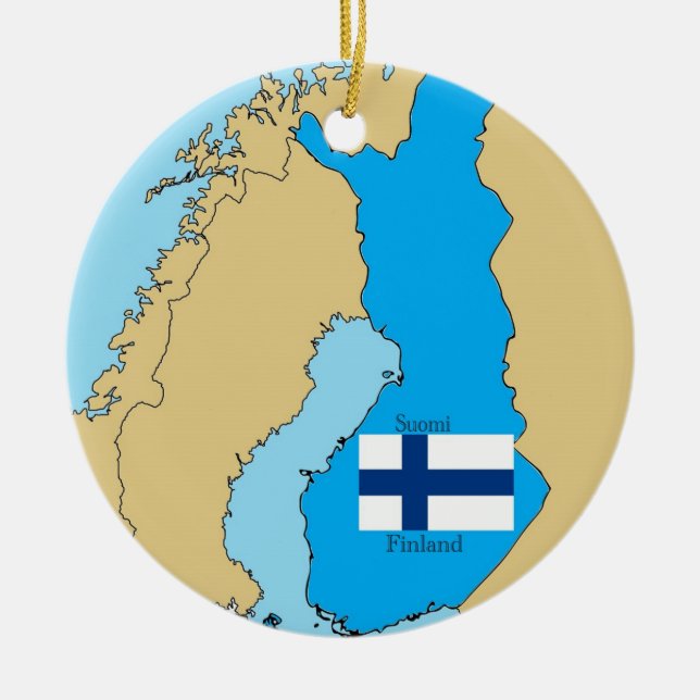 Map and Flag of Finland Ceramic Ornament (Front)