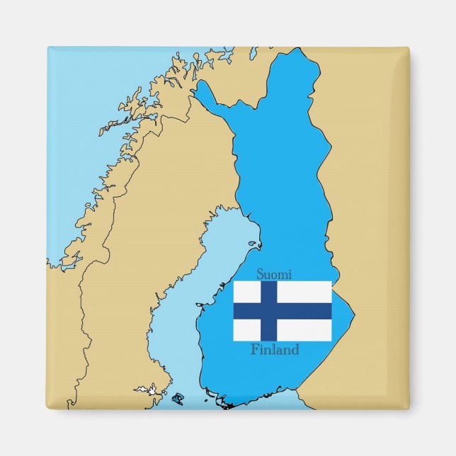 Map and Flag of Finland Magnet (Front)