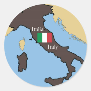 Map and flag of Italy Classic Round Sticker
