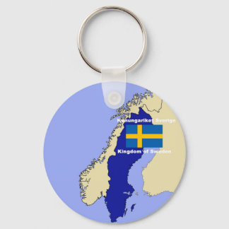 Map and Flag of Sweden Key Ring