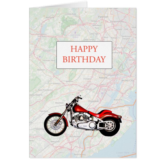 Map and Motorbike Birthday (Front)