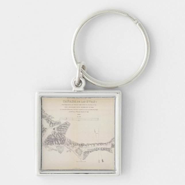 Map and Profile of Canada de las Uvas Key Ring (Front)