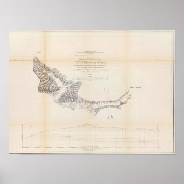 Map and Profile of Canada de las Uvas Poster (Front)