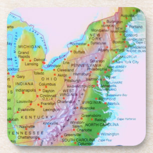 Map Appalachian Mountains East Coast US Photo Coaster