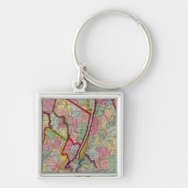 Map Around The City Of New York Key Ring (Front)