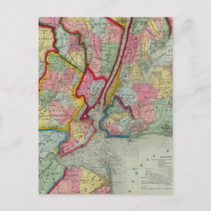 Map Around The City Of New York Postcard